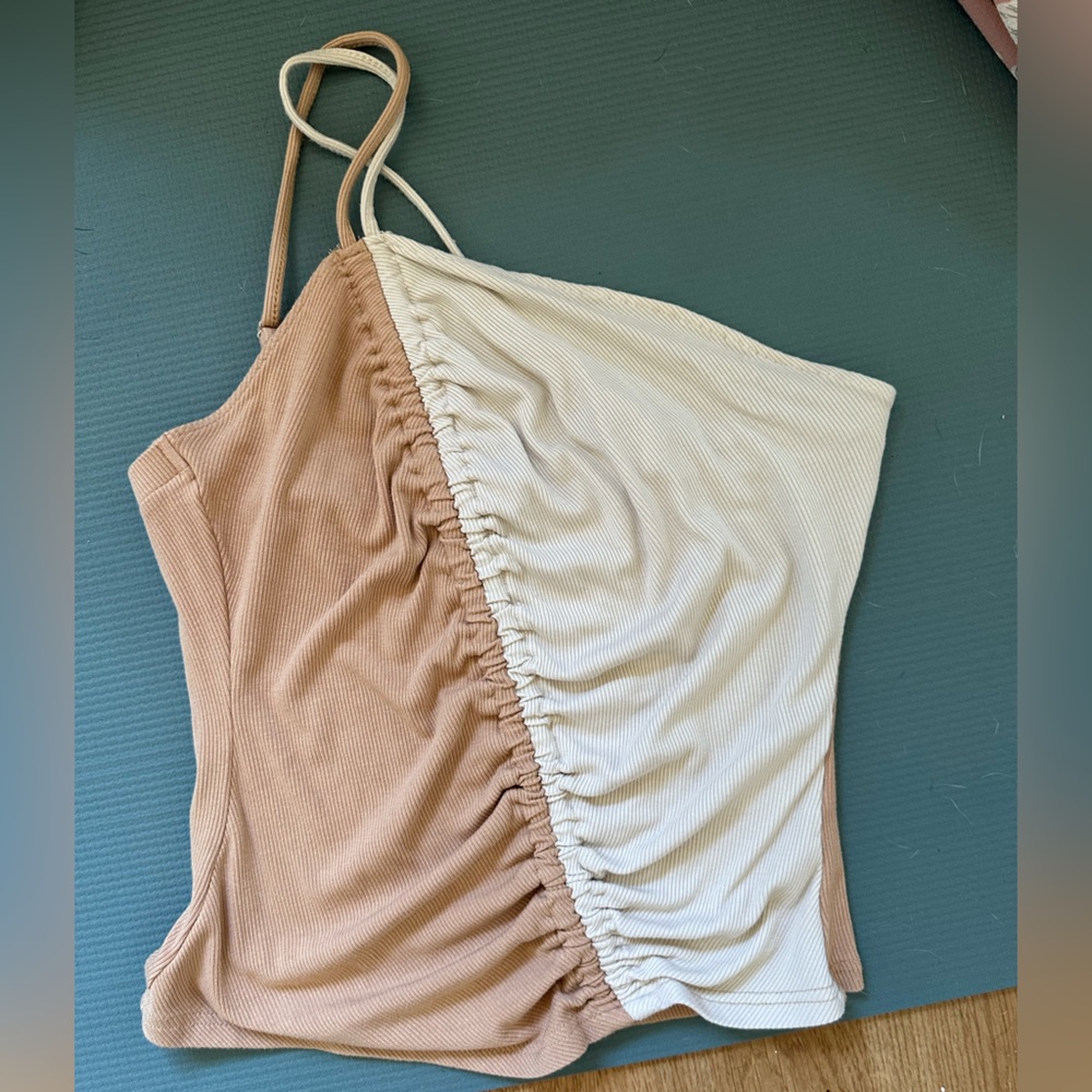 Anthropologie Two-Tone Tan and Cream Tank Top
